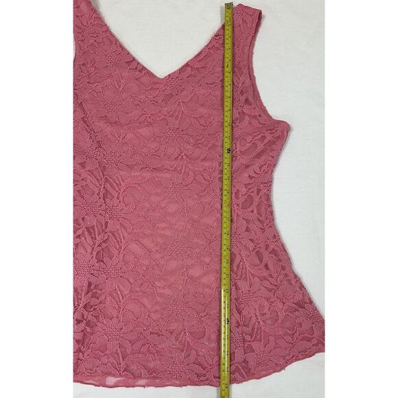 Boston Proper Pink Tank A-line Cami Women's SZ XL Tank Top Mesh Lace Lined EUC - Picture 4 of 8